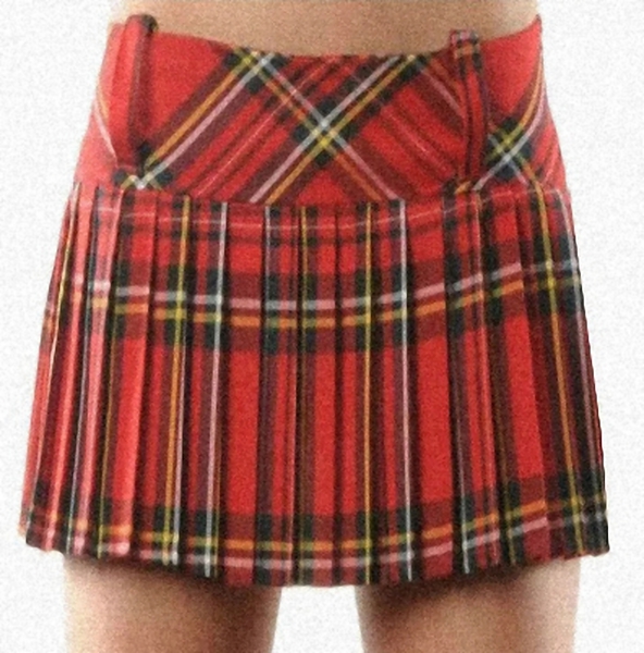 (image for) RED TARTAN 12" MICRO MINI SKIRT PLEATED SKIRT Size 8